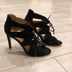 Express Black Faux Suede Heels